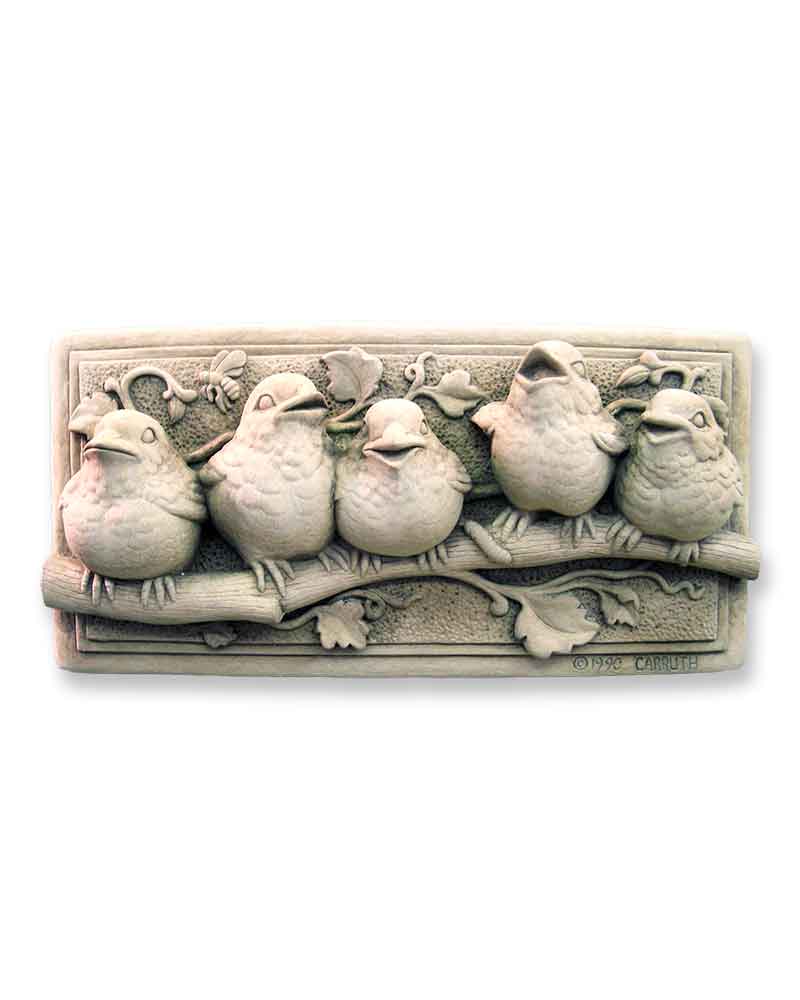 Cast Stone Plaque Featuring Birds Baby Birs Plaque
